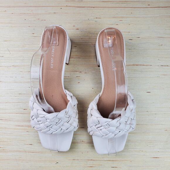 SINCERELY JULES | Braided Strap | White | Mule Heel Sandals | Size 8.5 - Picture 3 of 7